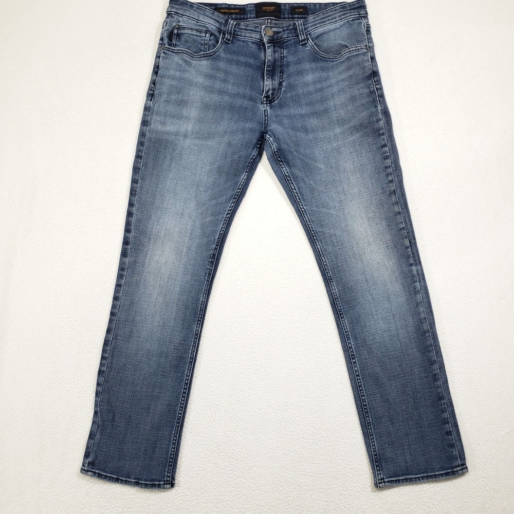 Outpost Makers Jeans Mens 34x32 Blue Original Straight Stretch Denim Pants